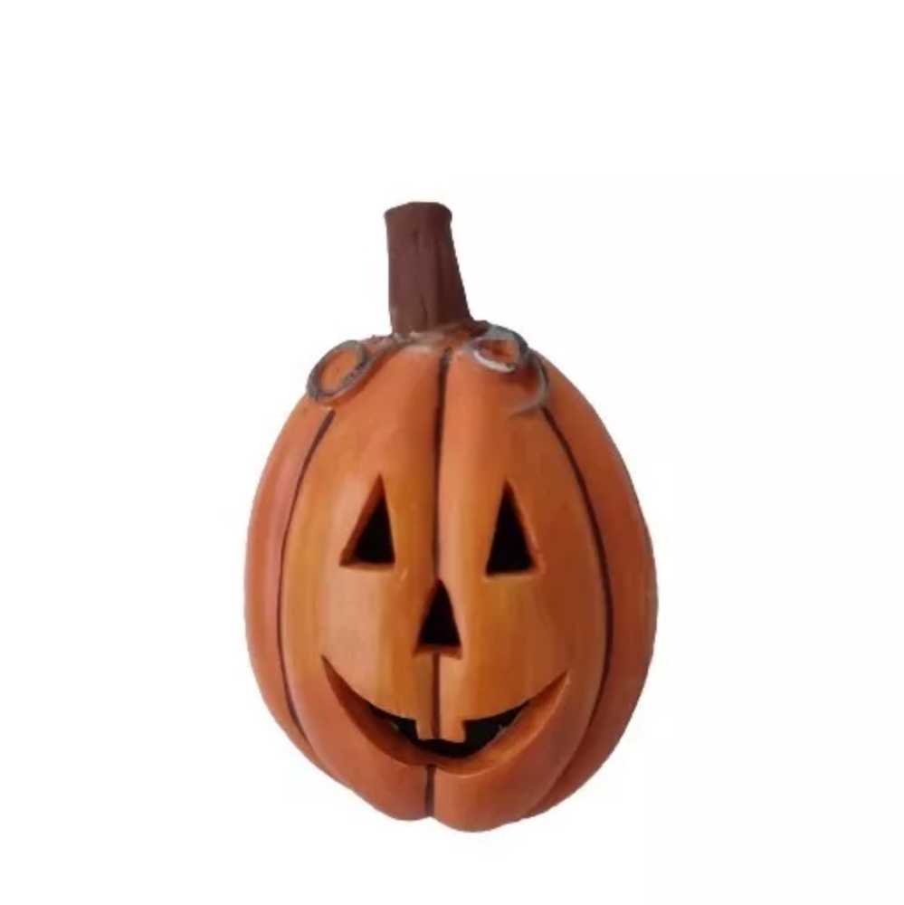 Halloween Pumpkin Jack-O-Lantern Vintage Orange Resin Brooch Pin 2.5"